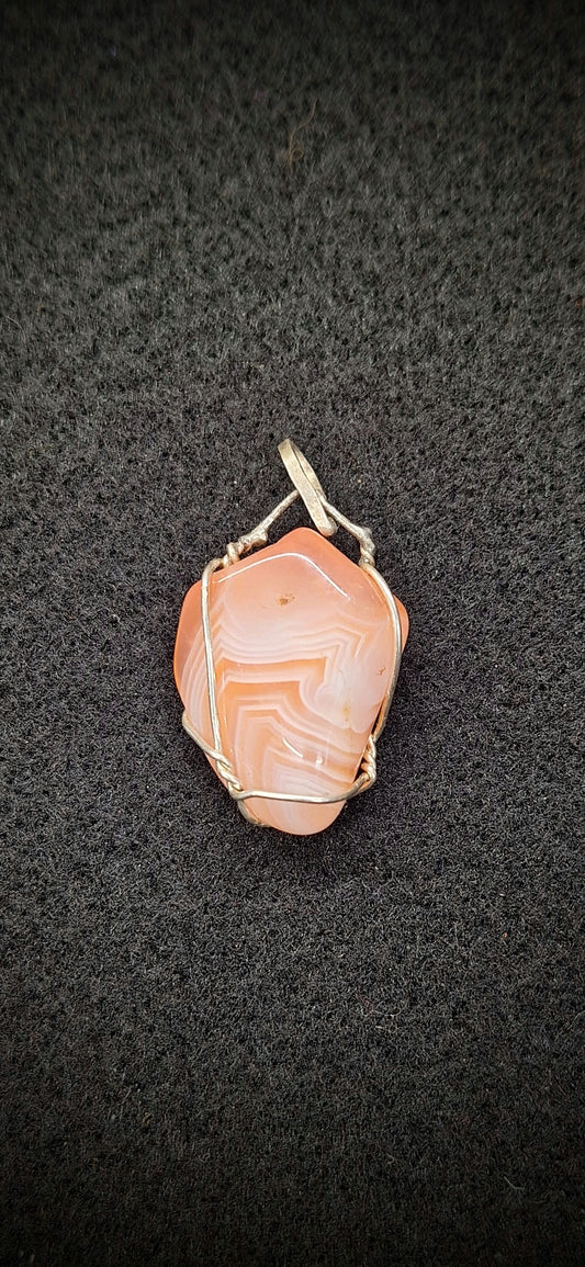 Peach botswana agate pendant